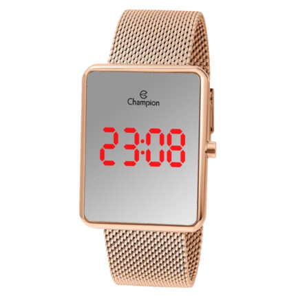 Relógio Champion Feminino Led Vermelho  Rosé - CH40080X