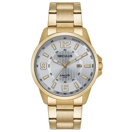 Relógio Seculus Masculino Analógico Dourado 44219GPSVDA4