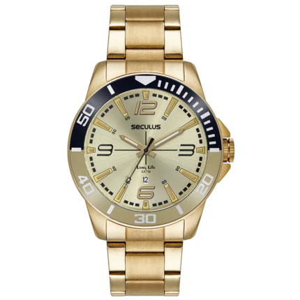 Relógio Seculus Masculino Aço Catraca Bicolor 44212GPSVDA3
