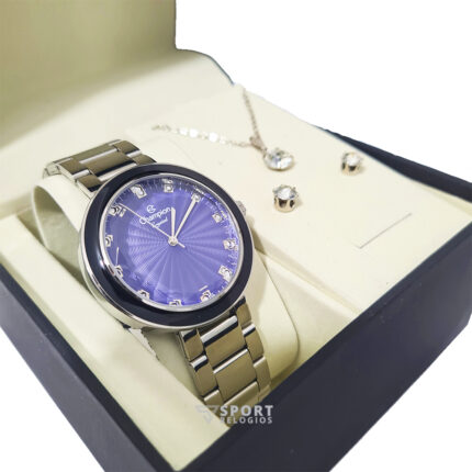 Relógio Champion Feminino Analógico Prata Azul CN29972Y