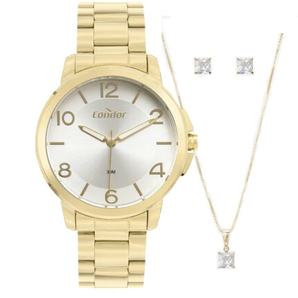 Relógio Feminino Condor Dourado CO2035NAX/K4K Com Kit