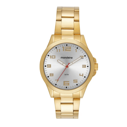 Relógio Masculino Dourado Casual Mostrador Branco 83516GPMVDE2