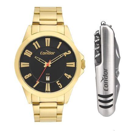 Relógio Masculino Condor Dourado Fundo Preto CO2115MYH/K4P