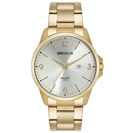 Relógio Seculus Masculino Aço Analógico Dourado 44218GPSVDA3
