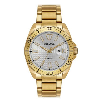Relógio Seculus Masculino Analógico Dourado 77258GPSVDA2