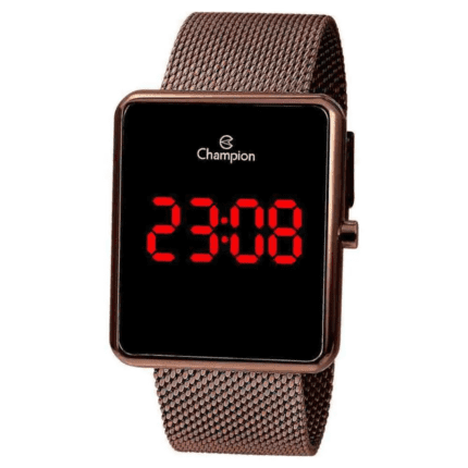 Relogio Feminino Champion Marrom Led Vermelho CH40080R