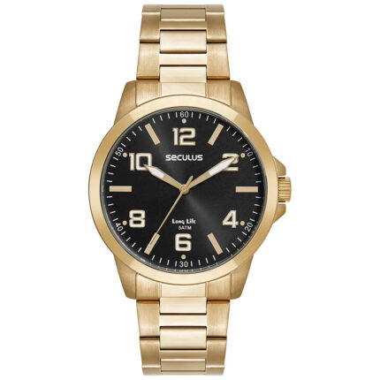 Relógio Seculus  Masculino Clássico Todo em Aço Dourado 44297GPSVDA4